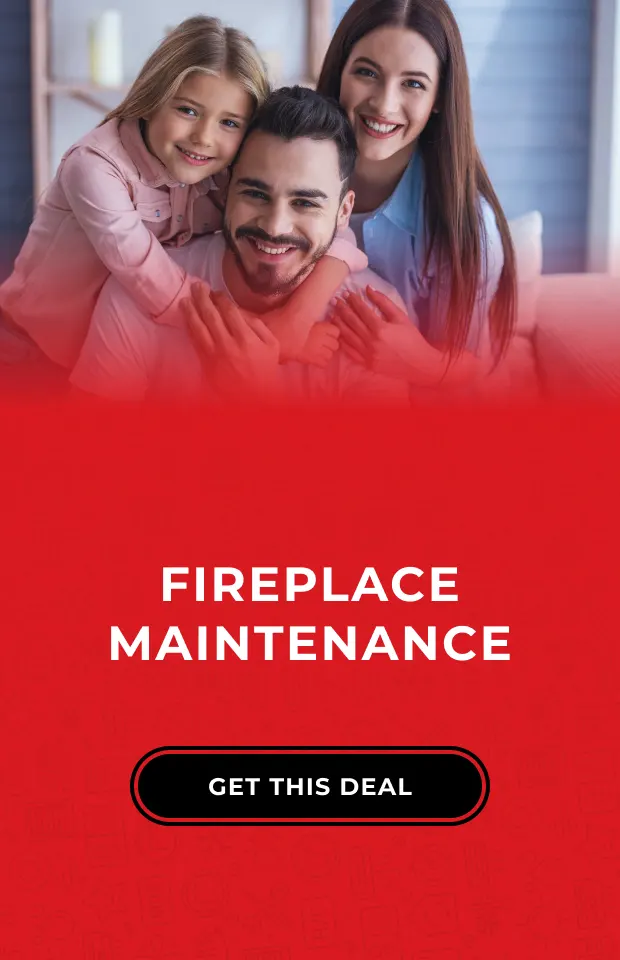 Banner of a happy family and a deal for Gas Fireplaces in Port Coquitlam