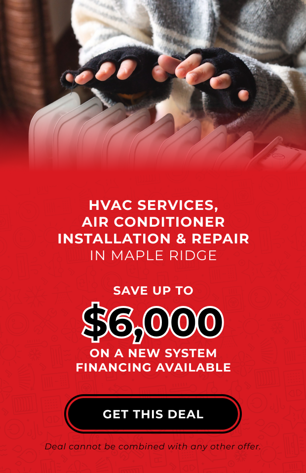 Banner about HVAC services provided in Maple Ridge and deal offered by Thomson Industries