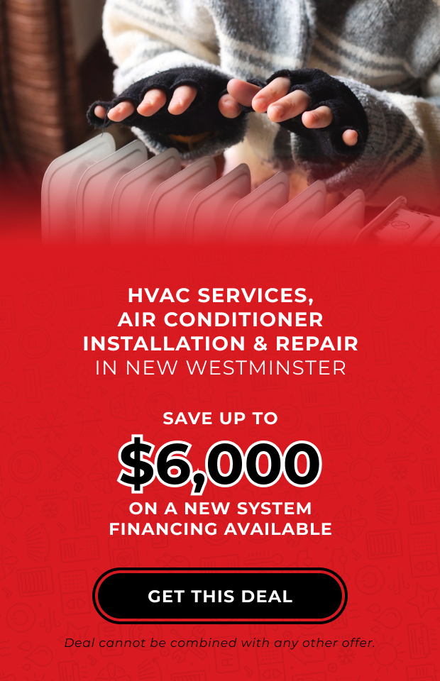 Banner about HVAC services provided in New Westminster and deal offered by Thomson Industries
