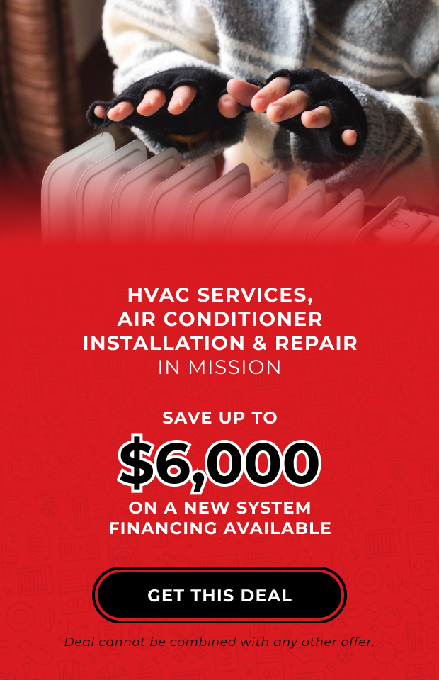 Banner about HVAC services provided in Mission and deal offered by Thomson Industries
